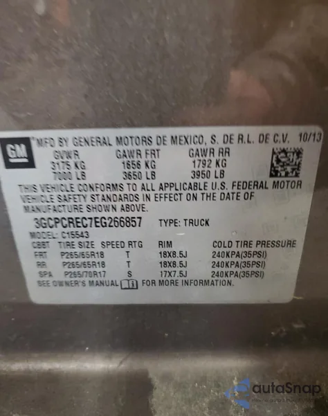 2014 Chevrolet Silverado C1500 Lt z USA, uszkodzony, nr VIN 3GCPCREC7EG266857